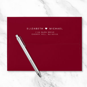 Chic Monogram Burgundy Wedding Return Address Envelope