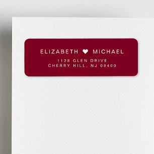 Chic Monogram Burgundy Wedding Return Address Label