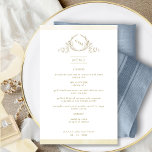 Chic Monogram Champagne Watercolor Wedding Menu<br><div class="desc">Welcome your guests to their table with this elegant monogrammed wedding menu, with exquisite hand drawn leafy monogram with couples initials, and champagne cream watercolor border stripes. Back with beautiful watercolor wash in a variety of champagne, butter cream, ivory and golden hues. Part of our "Champagne Cream Watercolor Botanical Monogram...</div>