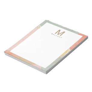 Chic Monogram Colourful Abstract Shapes Notepad