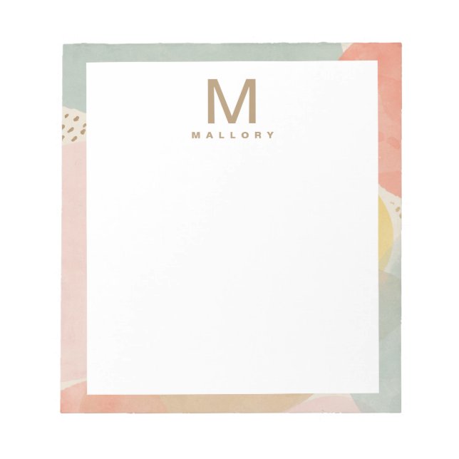 Chic Monogram Colourful Abstract Shapes Notepad (Front)