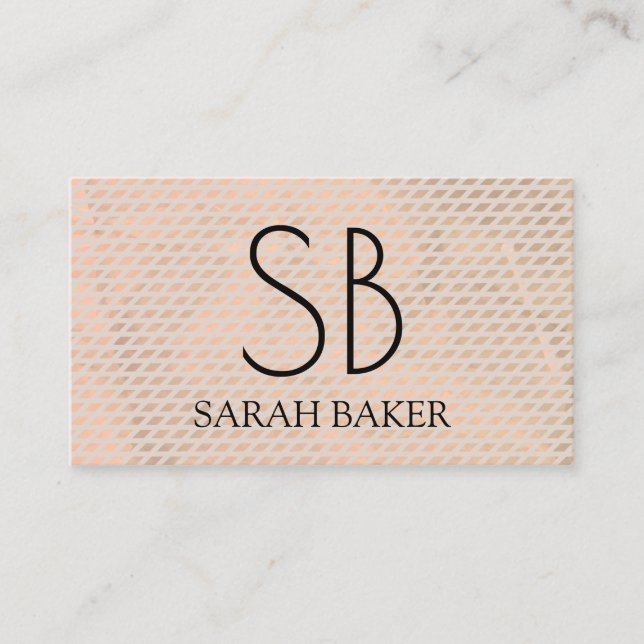 Chic Monogram Cross Hatch Business Card (Front)