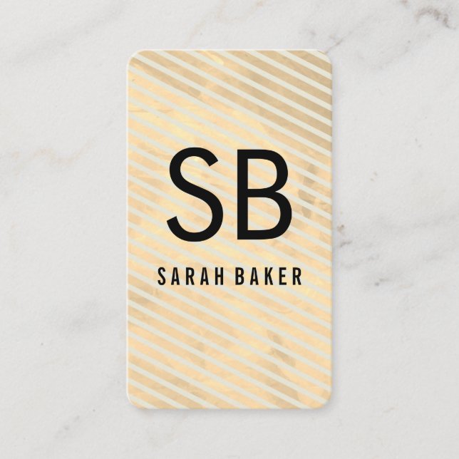 Chic Monogram Cross Hatch Business Card (Front)