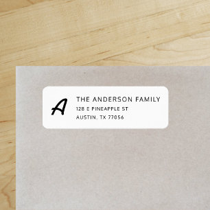 Chic Monogram + Custom Family Name Return Address Return Address Label