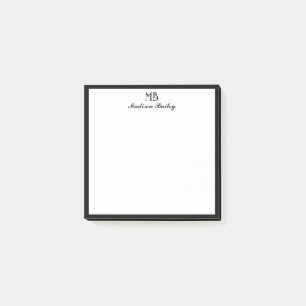 Chic Monogram Decorative Typography   Black Border Post-it Notes