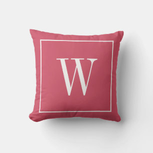 Chic Monogram Inital Stylish Updated Pink & White Cushion