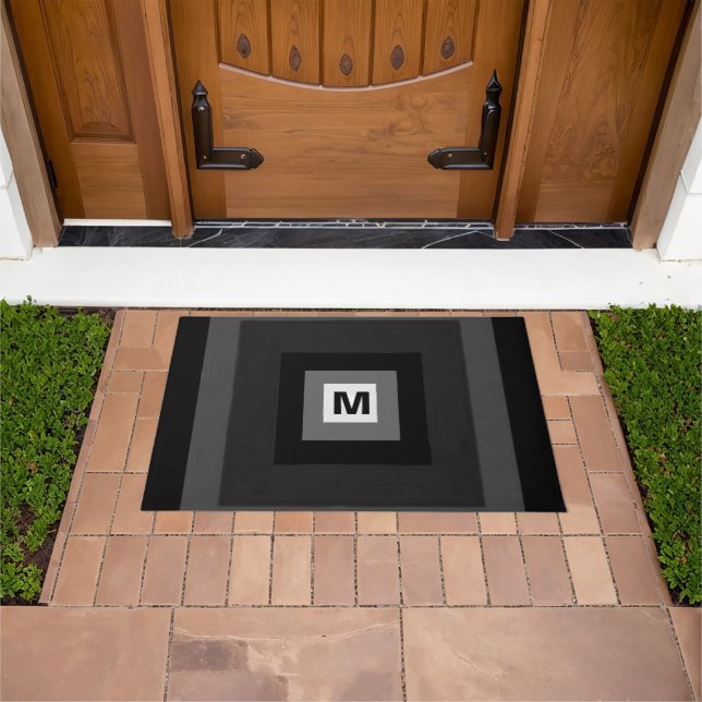 Chic Monogram Initial Modern Elegant Cool Design  Doormat (Outdoor)