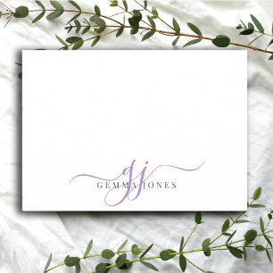 Chic Monogram Lavender Script Initials Card