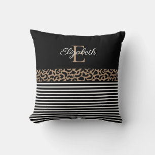 Chic Monogram Leopard Print Cushion