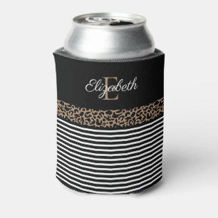 Chic monogram Leopard Print Mug Can Cooler