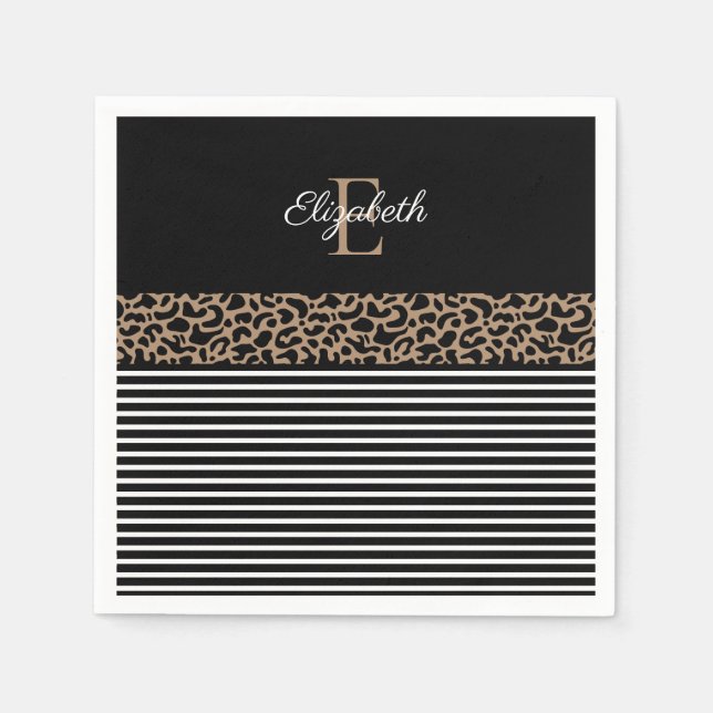 Chic Monogram Leopard Print Napkin (Front)