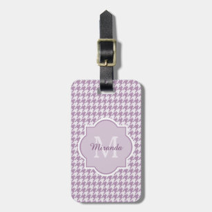 Chic Monogram Light Purple Houndstooth With Name Luggage Tag