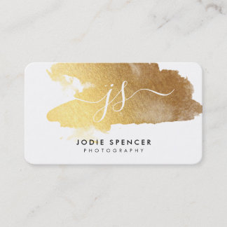 CHIC MONOGRAM logo elegant initials brushed gold Business Card