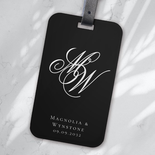Chic Monogram Newlyweds Luggage Tag (Creator Uploaded)