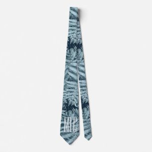 CHIC MONOGRAM NZ FERN SILVER FOLIAGE NEW ZEALAND TIE