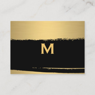 Chic Monogram on Black/Gold Brushed Business Card
