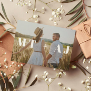 Chic Monogram Overlay Photo Save the Date