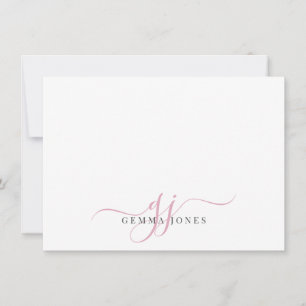 Chic Monogram Pink Script In itials, Card