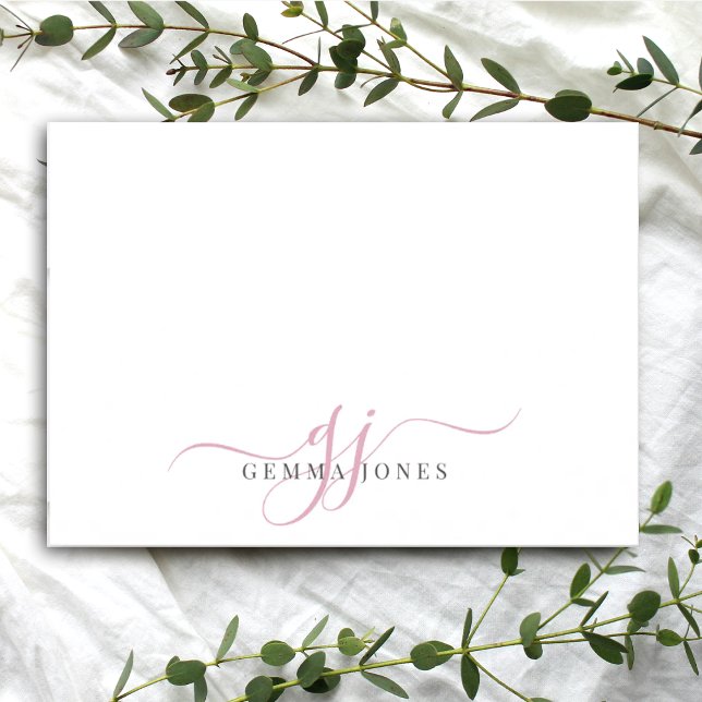 Chic Monogram Pink Script Initials Card (Creator Uploaded)