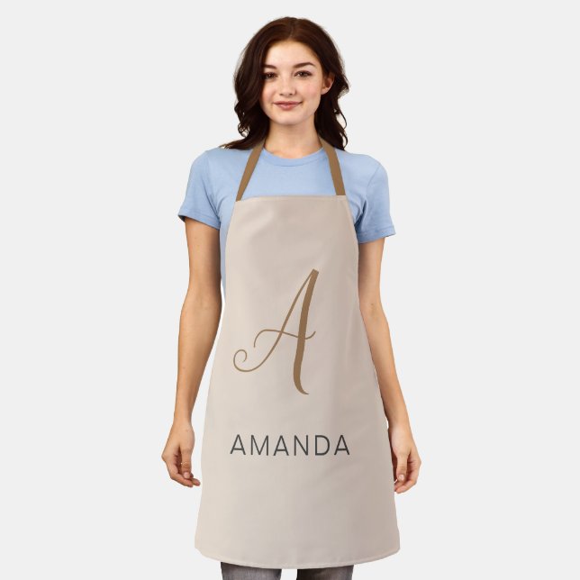 Chic monogram professional plain ADD YOUR NAME Apron (Worn)