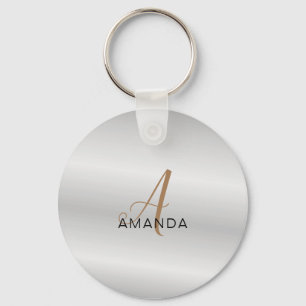 Chic monogram professional plain add your name key ring