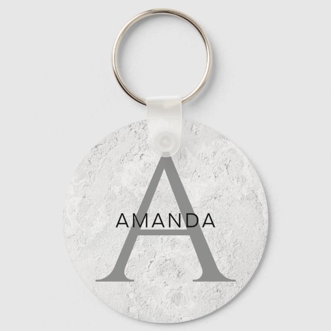Chic monogram professional plain add your name key ring (Front)