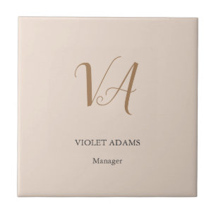 Chic monogram professional plain minimalist ceramic tile