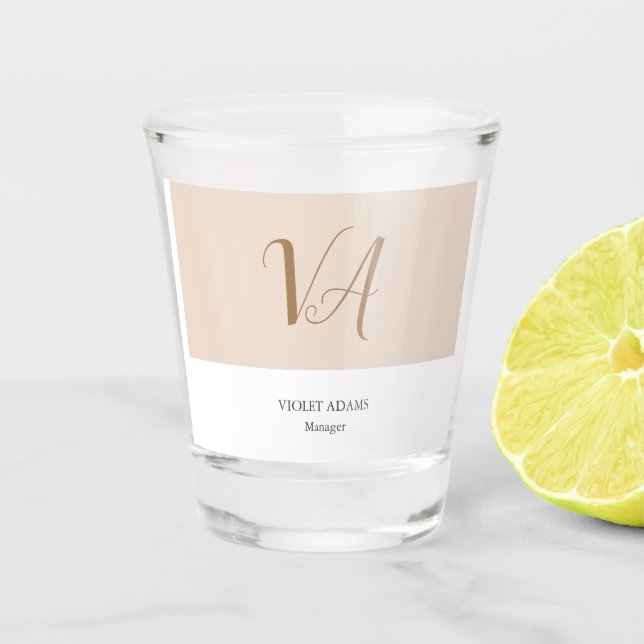 Chic monogram professional plain minimalist shot glass (Front)