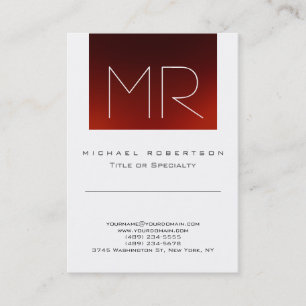Chic Monogram Red White Cute Business Card