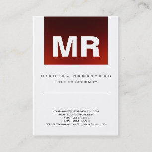 Chic Monogram Red White Cute Business Card