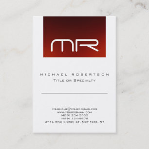 Chic Monogram Red White Cute Business Card