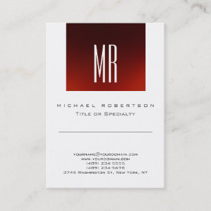 Chic Monogram Red White Cute Business Card