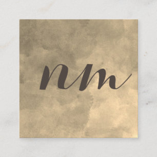 Chic Monogram Sepia Background Square Business Card