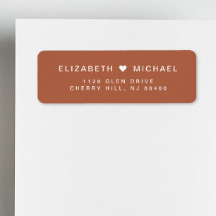 Chic Monogram Terracotta Wedding Return Address Label
