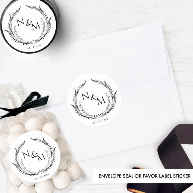 Chic Monogram Wedding Envelope Seal /Favour sticke (Creator Uploaded)