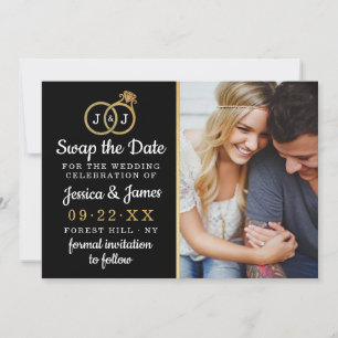 Chic Monogram Wedding Rings Save Or Swap The Date