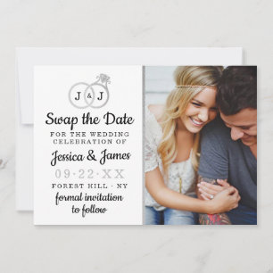 Chic Monogram Wedding Rings Save Or Swap The Date
