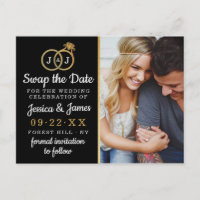 Chic Monogram Wedding Rings Save Or Swap The Date