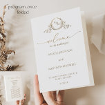 Chic Monogram White Gold Wedding Foldable Program<br><div class="desc">Welcome your guests with this elegant white and gold monogrammed wedding program with hand-drawn monogram modern handwritten calligraphy details. Ability to customise all areas to suit your needs. Design with a long text section on the back where you can add any text you like, from a long thank you message...</div>