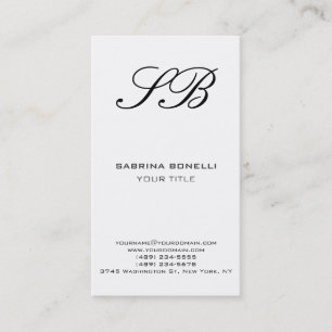 Chic Monogram White Law Firm Business Card