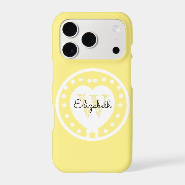 Chic Monogram Yellow White Heart Initial Letter (Back)