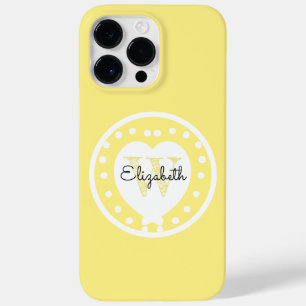 Chic Monogram Yellow White Heart Initial Letter Case-Mate iPhone 14 Pro Max Case