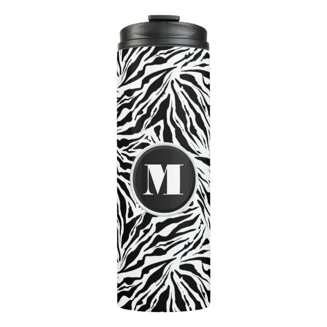 Chic Monogram Zebra Print Thermal Tumbler (Front)