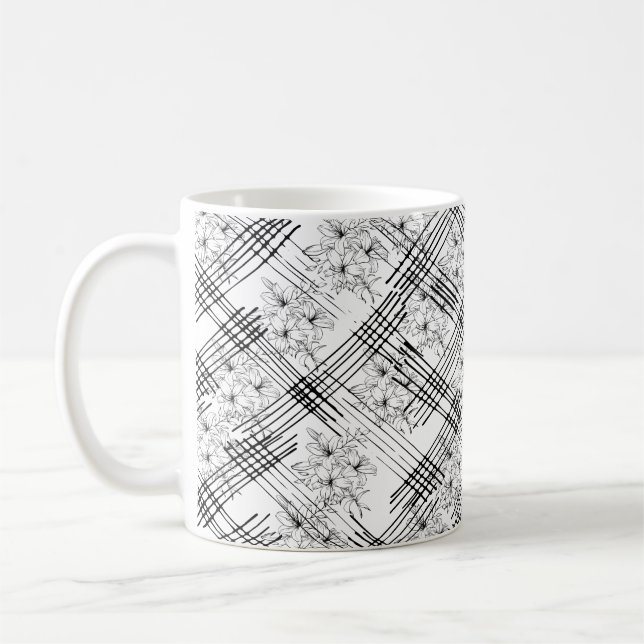 Chic Monogramed Flowers and stripes Coffee Mug (Left)