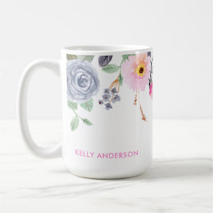 Chic Monogrammed Botanical Floral Pattern Coffee Mug