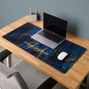 Chic Monogrammed initial shiny fireworks Desk Mat