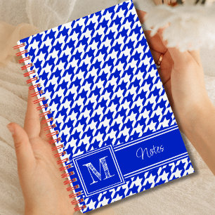 Chic Monogrammed Royal Blue Houndstooth Bullet Notebook
