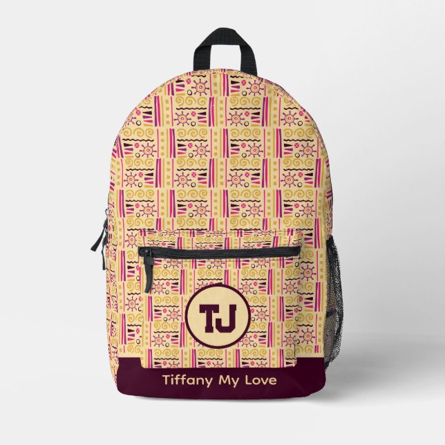 Chic Monogrammed Vacation School Backpack (Front)