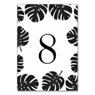 Chic monstera palm leaf wedding table number cards