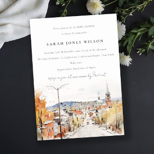 Chic Montpelier City Scape Vermont Baby Shower Invitation